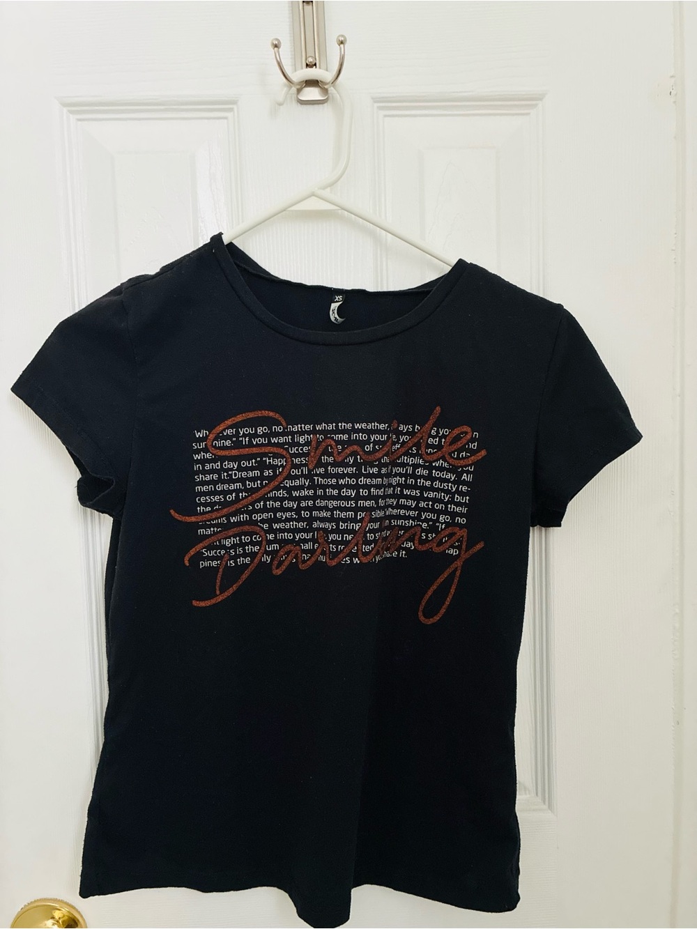 Black Graphic Tee with Script Print - Women